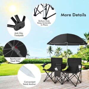 Double Portable Picnic Chairs, Black