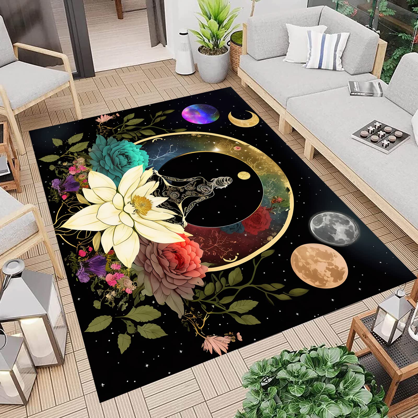 ASVELA Skull Mushroom Animal Sun Moon Life Tree Area Rug Design Carpet for Bedroom Living Room Home Decoration