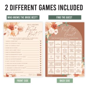 Hadley Designs 20 Boho Hilarious Bridal Shower Games for 20 Guests - Couples Wedding Shower Games, Games for Bridal Shower Bingo Game, Who Knows The Bride Best Bridal Shower Game...