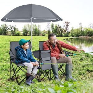 OP70621GR Double Portable Picnic Chairs, Grey