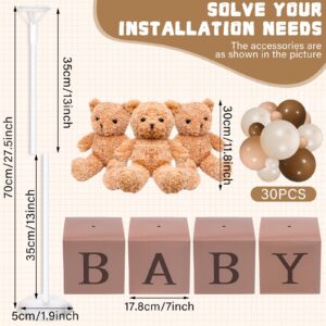 Lenwen 3 Sets Jungle Animal Decoration for Baby Shower, Baby Letter Boxes Baby Shower Table Centerpiece Stuffed Animals Balloon with Stand Animal Plush Baby Boxes for Party(Bear, Brown)