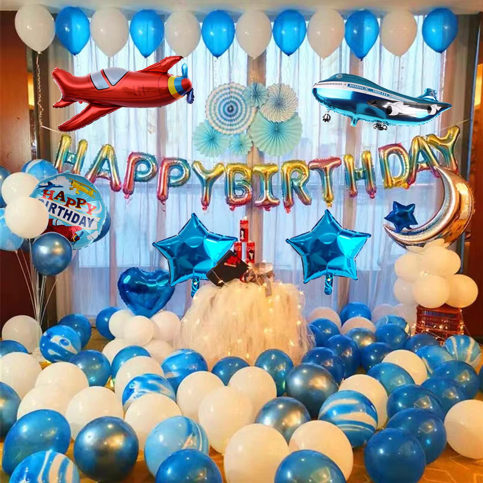 6 Pcs Airplane Balloons,Aviator Adventure Airplane Theme Balloons Baby Shower Birthday Party Supplies Decorations