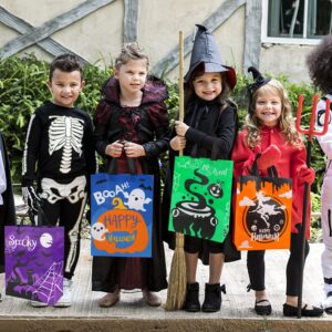 DERAYEE 6 Pcs Halloween Trick or Treat Bags, Large Non-Woven Halloween Tote Bags with Handles, Reusable Goodie Gift Bags Multipurpose Bags for Halloween Party Favors Supplies (15.6" x 11.6" x 5.9")