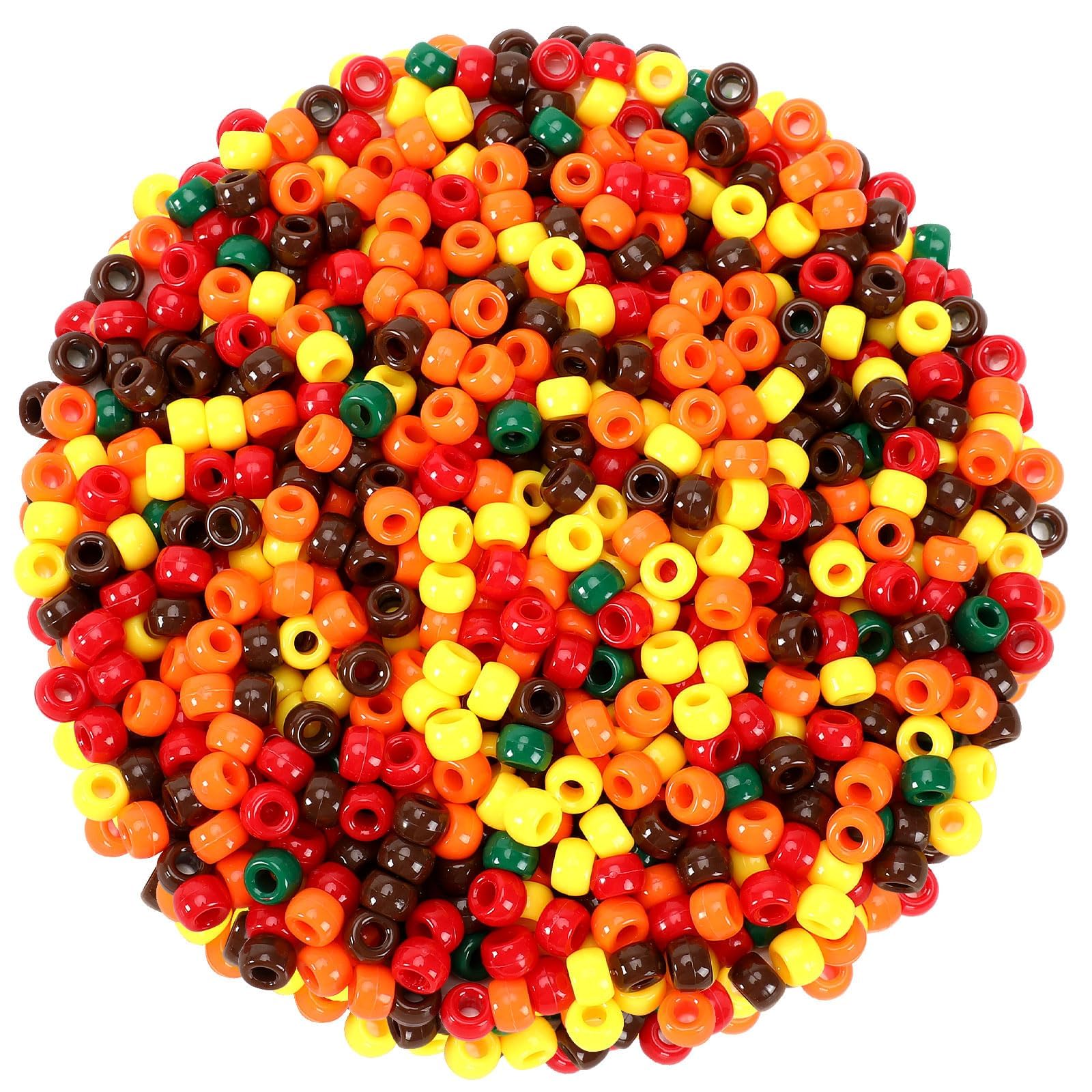 UPINS 1200Pcs Fall Pony Beads, Autumn Thanksgiving Pony Beads for Hair Beads DIY Crafts Thanksgiving Autumn Party Decoration Supplies