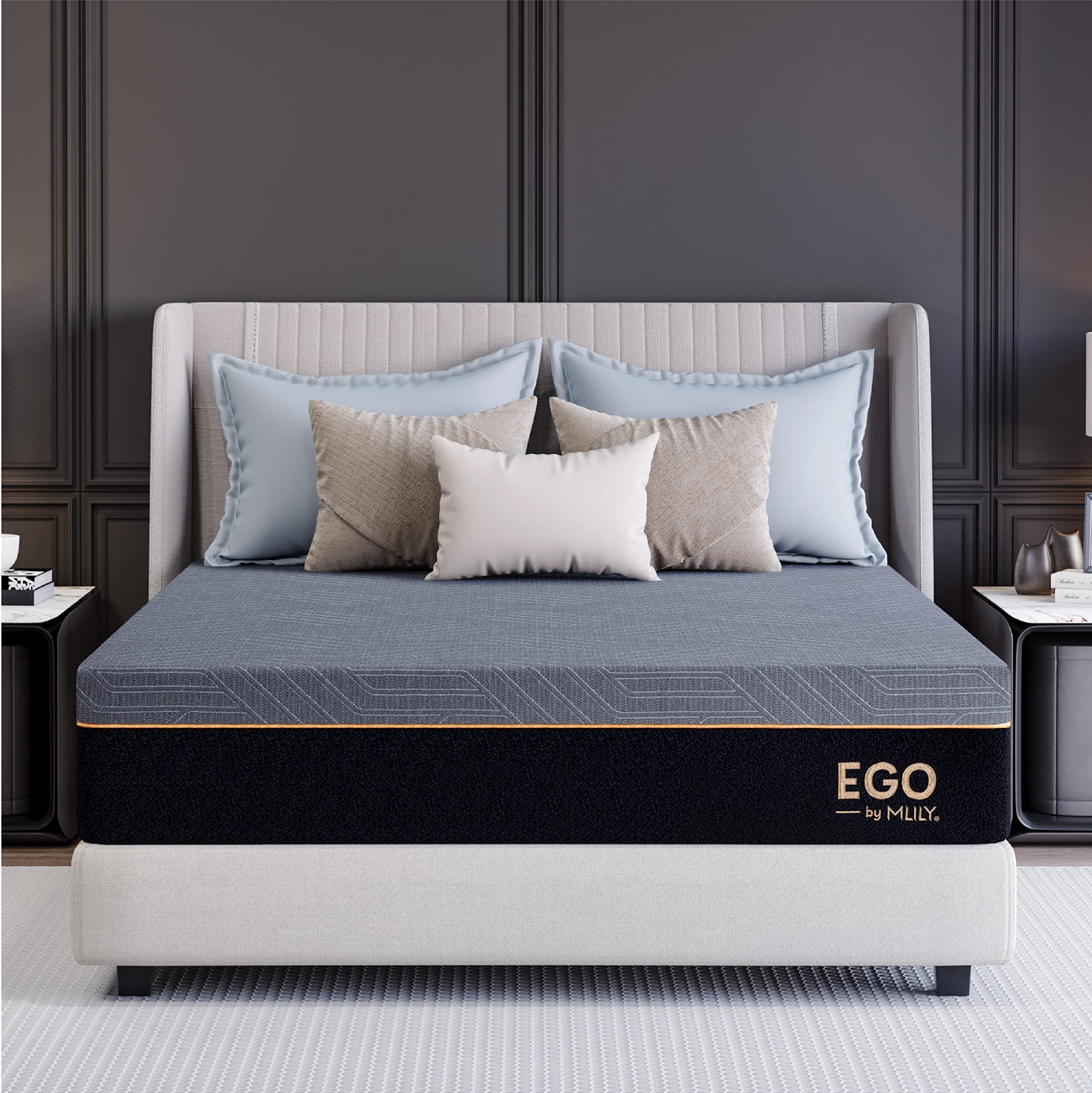 MLILY EGO Copper King Memory Foam Mattress 12 Inch, Copper Gel Infused Mattress Bed in A Box CertiPUR-US Certified Made in USA, Medium Plush, 76”x80”x12”, Darkgray