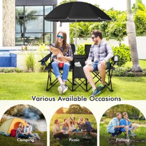 Double Portable Picnic Chairs, Black