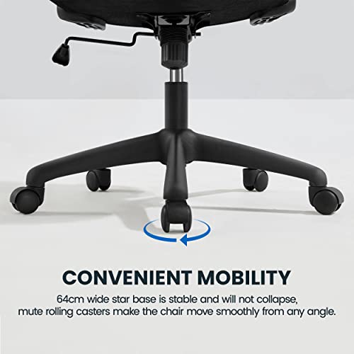 Topeakmart Mesh Office Chair Computer Desk Chair with Folding Padded Armrests and High Back Adjustable Headrest Ergonomic Task Chair with Movable Lumbar Support for Work Home and Study, Black