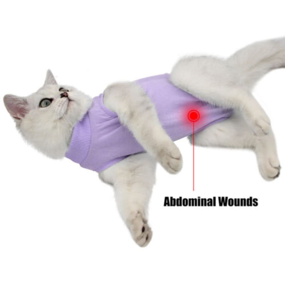 gofidin Cotton Pet Surgery Rehabilitation Clothing Post-Operative Cat Clothes Cat Recovery Protection Suit Kitten Vest Cat Accessories(M,Purple)