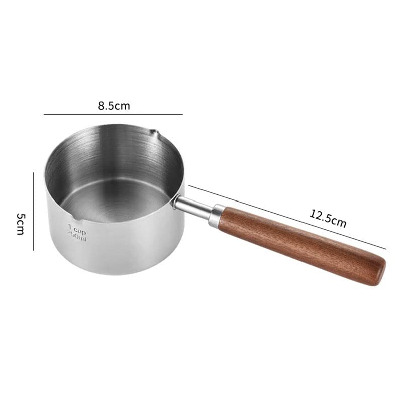 Stainless Steel Mini Frying Pan Household Hot Oil Pan Boiled Eggs Hot Chocolate Hot Milk Pot Household Multi-purpose Pot Milk Steaming Milk Frothing Latte Art Milk Warmer for Stove Top (250ML)