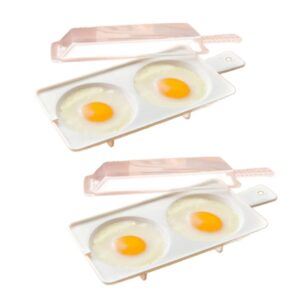 2 pack microwave egg poacher, egg cooker poacher with 2 cavity egg boiler boil steamer kitchen tool