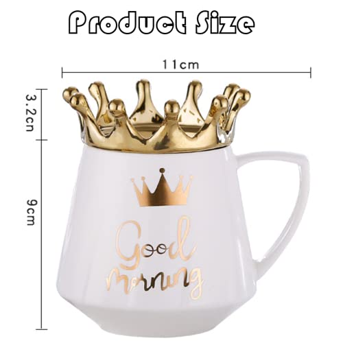 Arawat Pink Queen of Everything Mug with Lid Cute Pink Mug with Crown Tea Coffee Mug Gift with Spoon & Coaster 350ml Ceramic Mug Birthday Gift for Women Girls Mom Friend