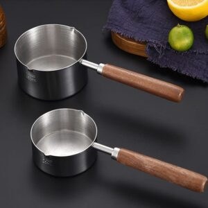 Stainless Steel Mini Frying Pan Household Hot Oil Pan Boiled Eggs Hot Chocolate Hot Milk Pot Household Multi-purpose Pot Milk Steaming Milk Frothing Latte Art Milk Warmer for Stove Top (250ML)