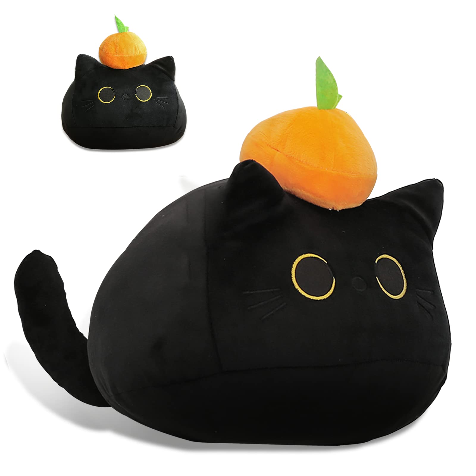 SteasMotai Black Cat Plush Toys Pillow,3D cat Shaped Stuffed Cute Animal Toy Pillow Cushion,Soft Kawaii Black cat Plush Doll cat Plush Toys Stuffed Animals Plush Toys (OE 21in Black)