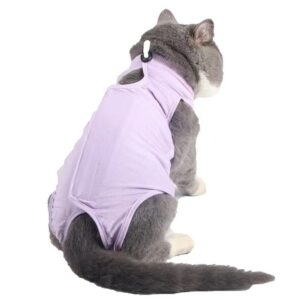 gofidin cotton pet surgery rehabilitation clothing post-operative cat clothes cat recovery protection suit kitten vest cat accessories(m,purple)