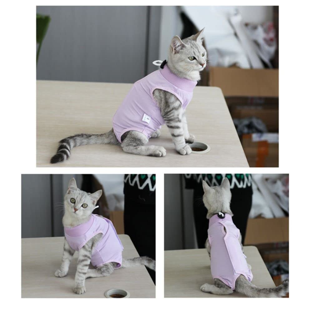 gofidin Cotton Pet Surgery Rehabilitation Clothing Post-Operative Cat Clothes Cat Recovery Protection Suit Kitten Vest Cat Accessories(M,Purple)