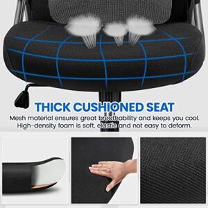 Topeakmart Mesh Office Chair Computer Desk Chair with Folding Padded Armrests and High Back Adjustable Headrest Ergonomic Task Chair with Movable Lumbar Support for Work Home and Study, Black