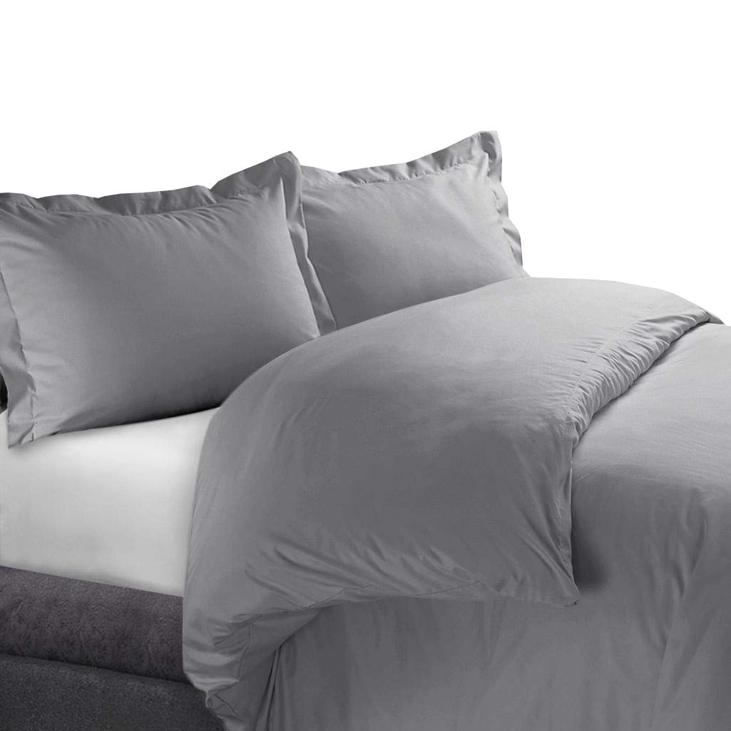 3-Pcs Solid Duvet Cover Sets-100% Egyptian Cotton Bedlinen Set Comforter Cover, Long Staple Cotton Quilt Cover with Zipper Closure & Corner Ties-Soft Bedding Set(Dark Grey,King/Cal-King)