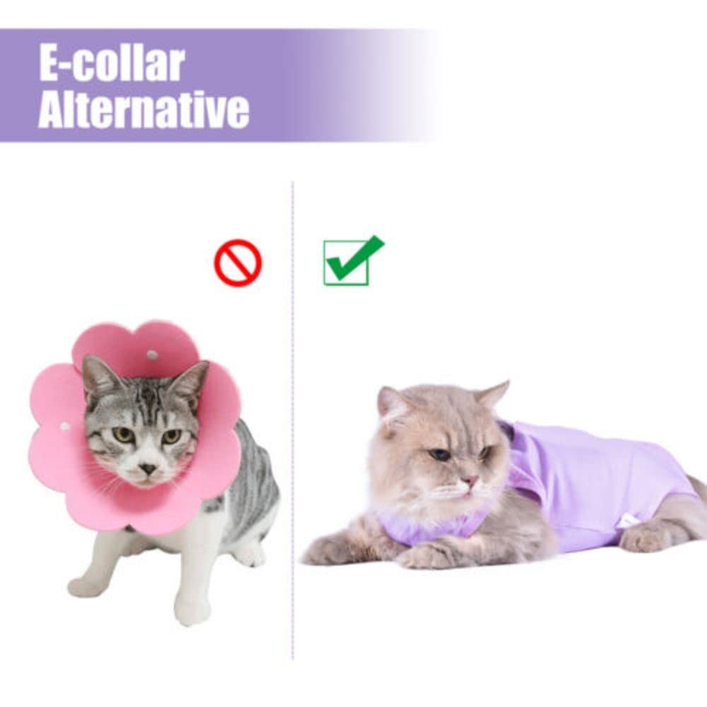 gofidin Cotton Pet Surgery Rehabilitation Clothing Post-Operative Cat Clothes Cat Recovery Protection Suit Kitten Vest Cat Accessories(M,Purple)