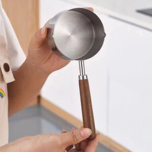 Stainless Steel Mini Frying Pan Household Hot Oil Pan Boiled Eggs Hot Chocolate Hot Milk Pot Household Multi-purpose Pot Milk Steaming Milk Frothing Latte Art Milk Warmer for Stove Top (250ML)