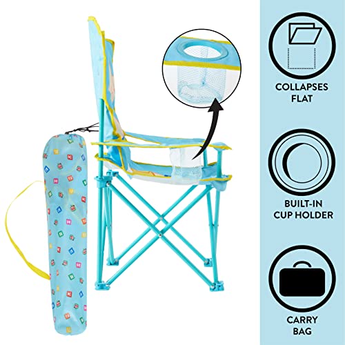 Idea Nuova Kids Indoor-Outdoor Folding Camp Chair with Carry Case, Cocomelon