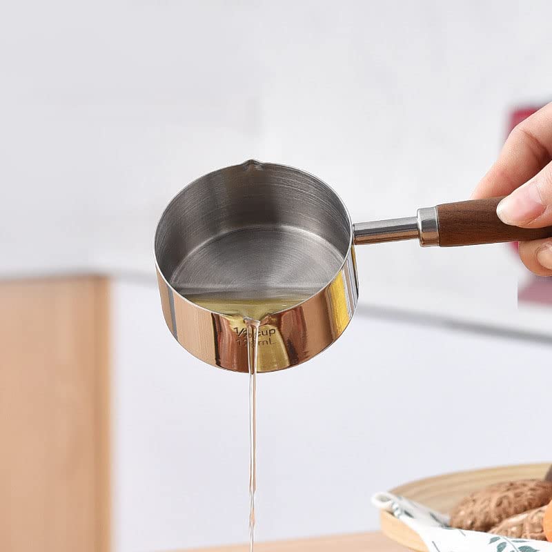 Stainless Steel Mini Frying Pan Household Hot Oil Pan Boiled Eggs Hot Chocolate Hot Milk Pot Household Multi-purpose Pot Milk Steaming Milk Frothing Latte Art Milk Warmer for Stove Top (250ML)