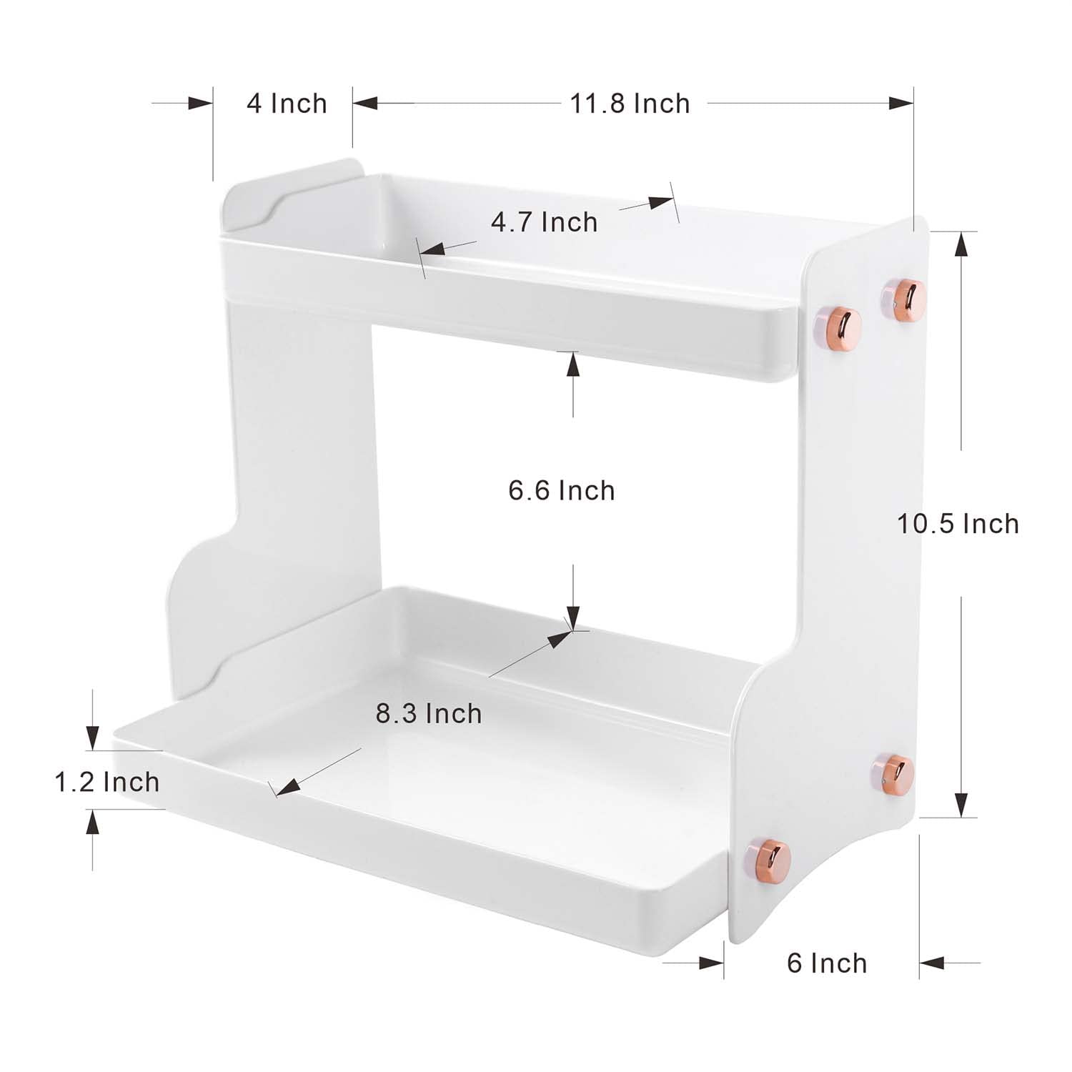 Z PLINRISE 2-Tier Assembled Plastic Rack Tray, for Kitchen Storage Organizer Shelf Rack, Vanity Organizer Rack for Dresser, Bathroom, Countertop and More, Stackable Assembly (White)