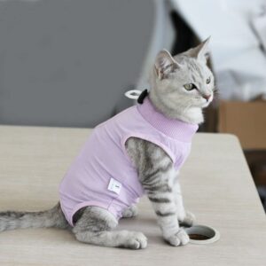 gofidin Cotton Pet Surgery Rehabilitation Clothing Post-Operative Cat Clothes Cat Recovery Protection Suit Kitten Vest Cat Accessories(M,Purple)