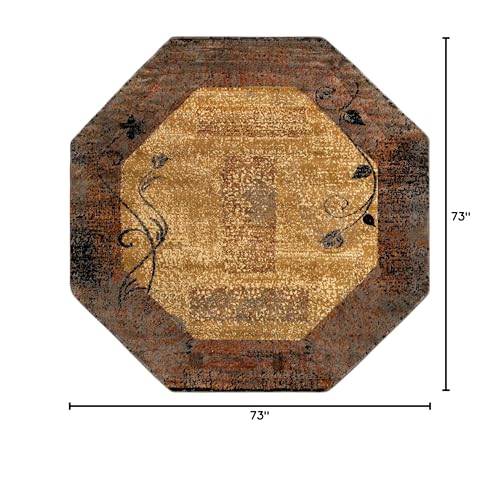 Unique Loom Barista Collection Area Rug - Excelsa (6' 1" Octagon, Beige/Brown)