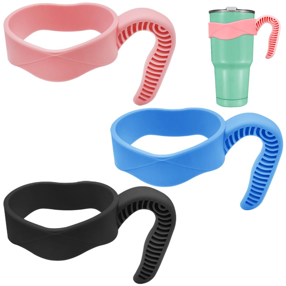 3 Pack 20oz Tumbler Handles,Mug Handle or Cup Holder Replacement-Black,Pink,Blue