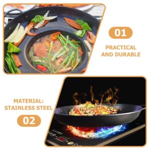 Happyyami Frying Concave Pan Stainless Steel Griddle Concave Discada Disc Cooker High Heat Cooking Skillet Heavy Duty Comal Para Freir for Home Kitchen Supplies