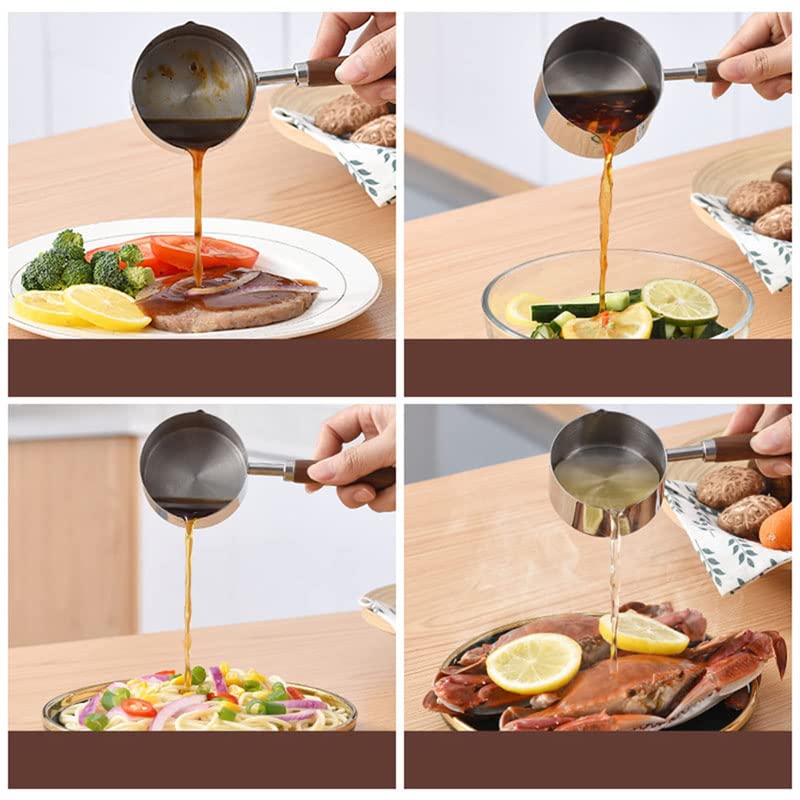 Stainless Steel Mini Frying Pan Household Hot Oil Pan Boiled Eggs Hot Chocolate Hot Milk Pot Household Multi-purpose Pot Milk Steaming Milk Frothing Latte Art Milk Warmer for Stove Top (250ML)