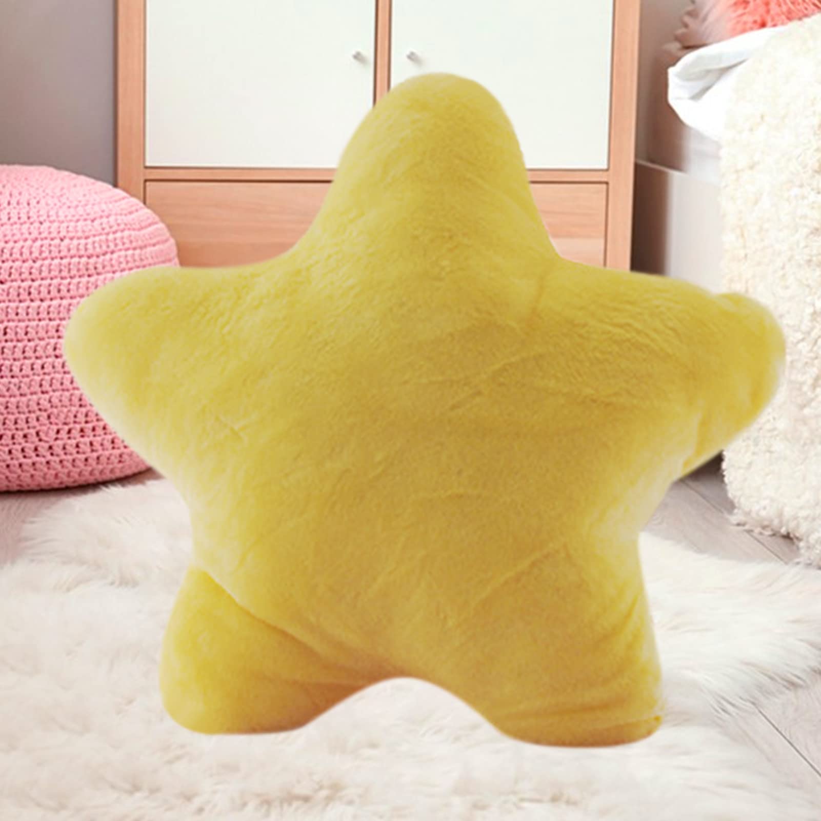 AUCOOMA Star Plush Pillow, Star Shape Stuffed Toy Soft for Kids Yellow 15.7 Inch