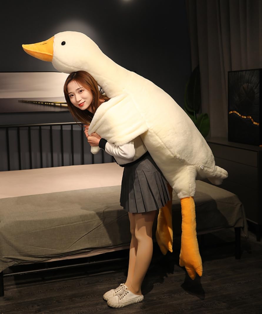 Srutirbo Giant Goose Stuffed Animal, 51.1 Inch Soft Goose Plush Pillow, Cute Duck Plush Toy Swan Plushie Doll Sleeping Hugging Pillows Gift for Girls Boys