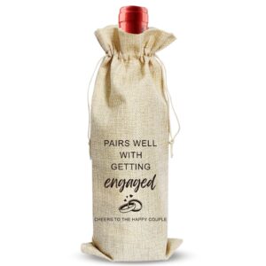 arydgell wedding wine bag, engagement gifts for couples, mr and mrs marriage wedding gifts, cotton linen wine gift bag with drawstring, honeymoon gifts - getting engaged