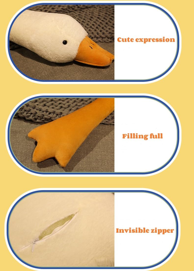 Srutirbo Giant Goose Stuffed Animal, 51.1 Inch Soft Goose Plush Pillow, Cute Duck Plush Toy Swan Plushie Doll Sleeping Hugging Pillows Gift for Girls Boys