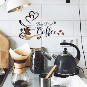 Creative Coffee Cup Pattern Wall Stickers Cafe Living Room Decor Cabinet Art English Home Decoration Self-Adhesive Wallpaper