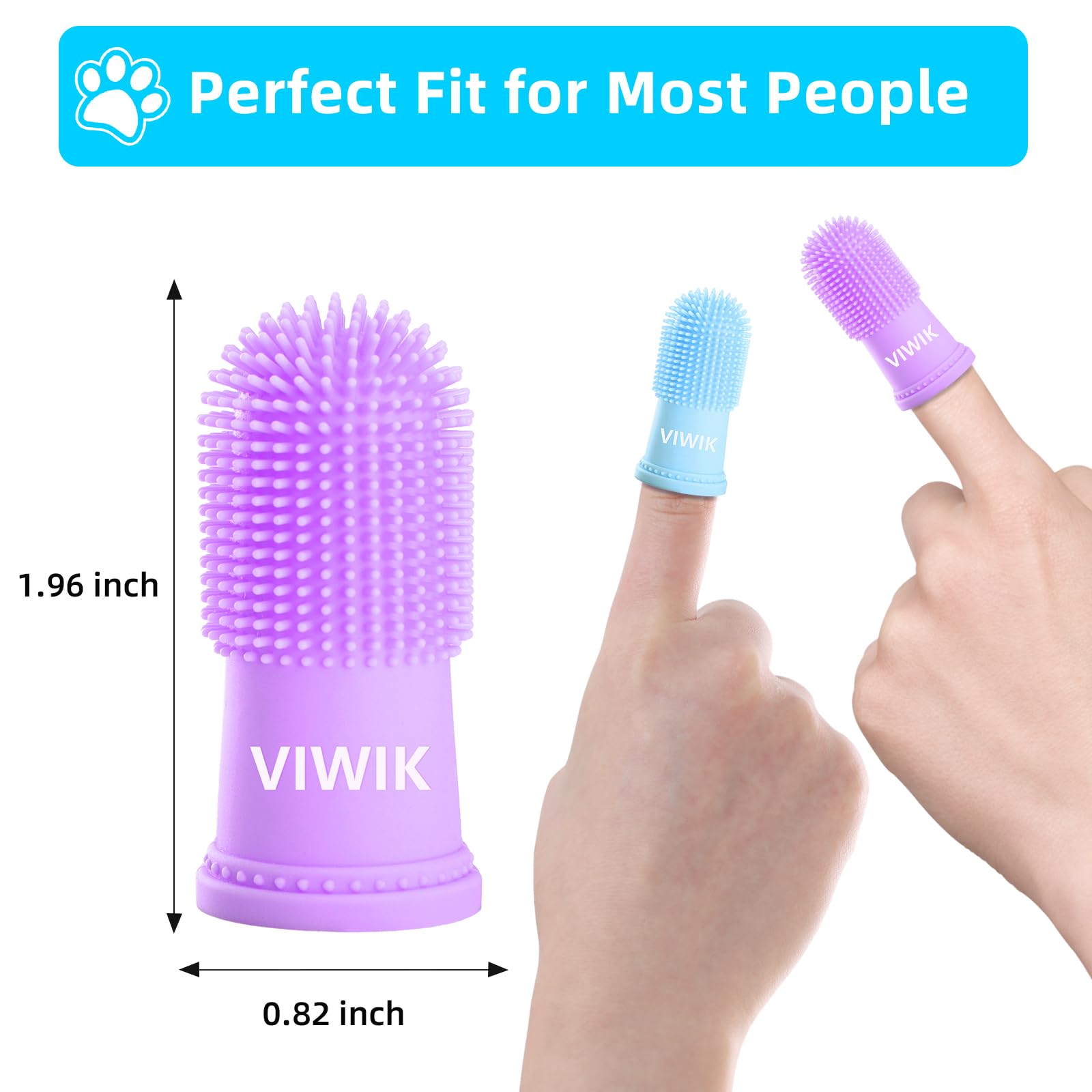 VIWIK 4Pack Dog Toothbrush Dog Tooth Brushing Kit, Cat Finger Toothbrush for Dogs Small Breed, Medium Large Dogs, Puppy Toothbrush for Dog Teeth Cleaning & Dental Care, Pet Finger Toothbrush Kit