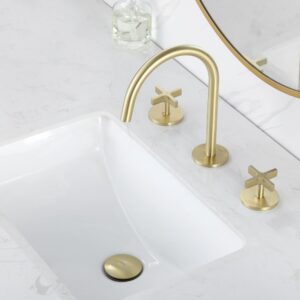 Indare Bathroom Sink Drain with Strainer Basket Anti Clog Pop Up Drain Stopper Vanity Vessel Sink with Overflow，Brushed Gold