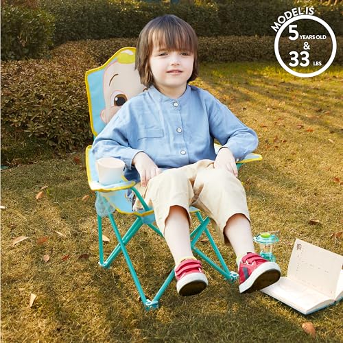 Idea Nuova Kids Indoor-Outdoor Folding Camp Chair with Carry Case, Cocomelon