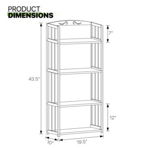 Magshion 4 Shelf Bamboo Bookshelf Freestanding Display Shelf, Tall Bookcase Rack Organize for Home Office Library Small Narrow Space (Natural, 19.7" L x 9.8" W x 43.7" H)