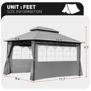 Gazebo for Patio Outdoor Gazebo Canopy UV Protection Canopy Tent for Party Patio BBQ for Patio/Outdoor/Wedding Parties and Events (10'x13', Grey)