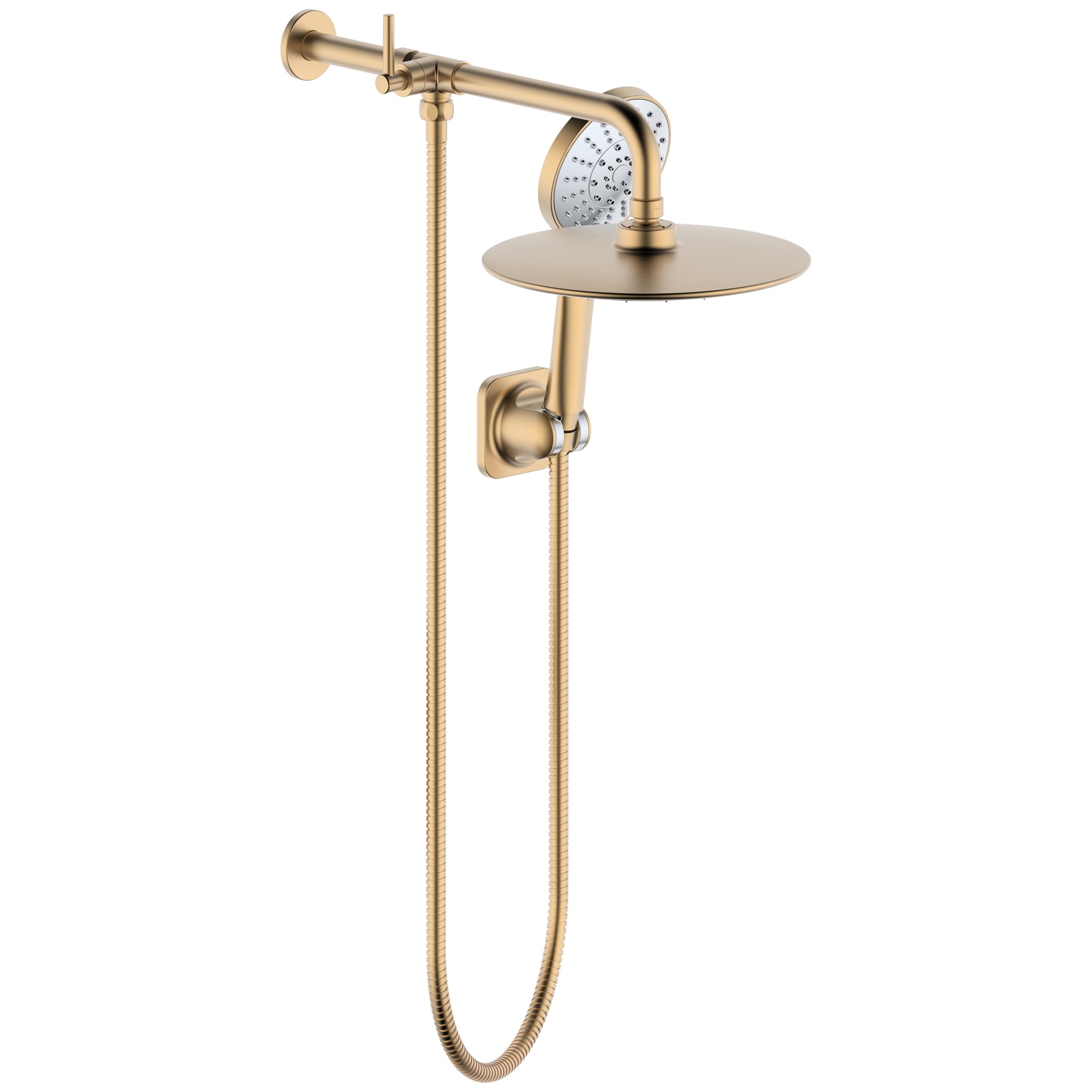 Derengge Brushed Gold Shower combo,9 Inch Shower Head and Handheld Shower with Diverter Shower Arm,SCA-0288-BG