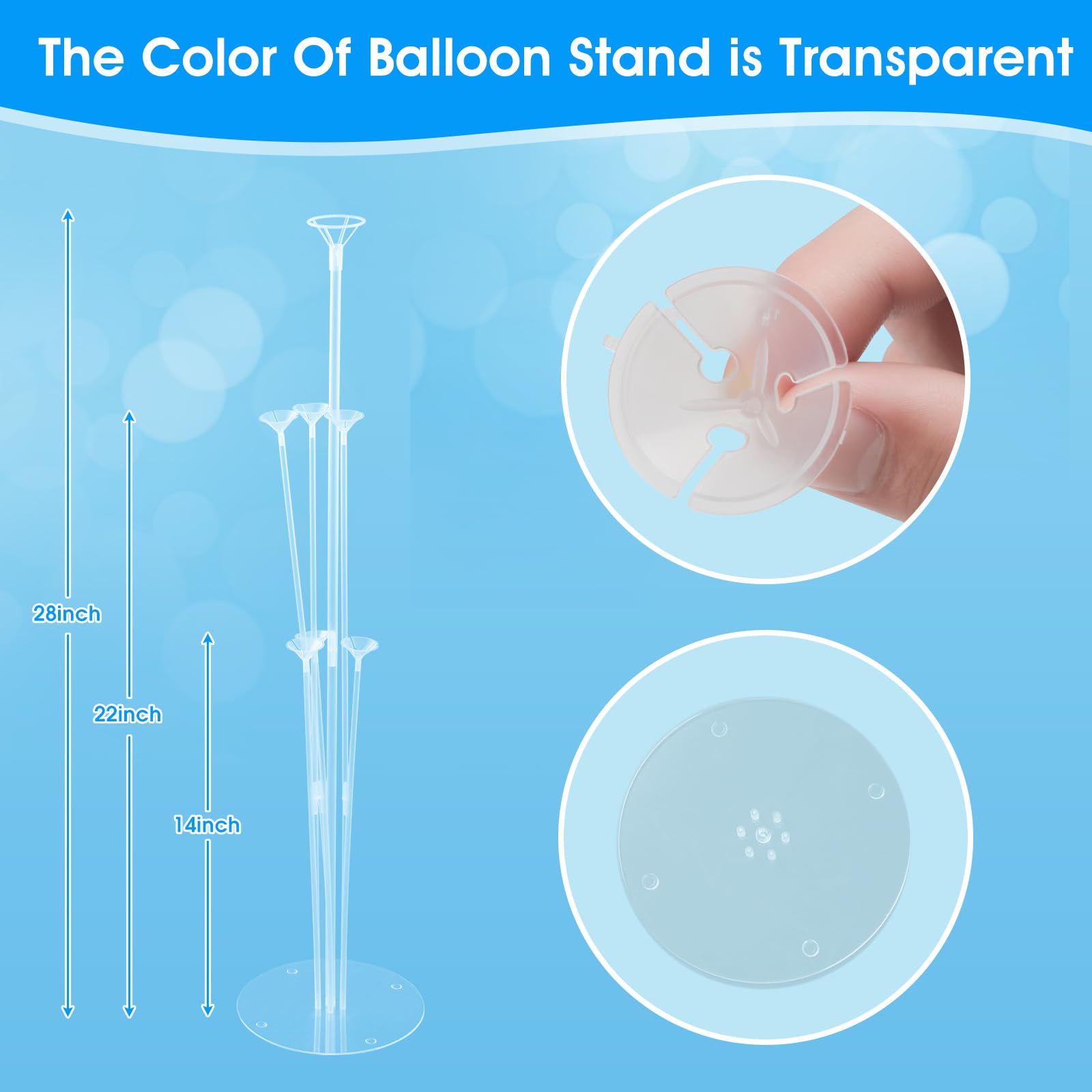 Balloon Stand Kit 4 sets Balloon Arch Stand with Base and Balloon Sticks for Christmas Table Graduation Wedding Birthday Baby Shower Gender Reveal Party Decorations