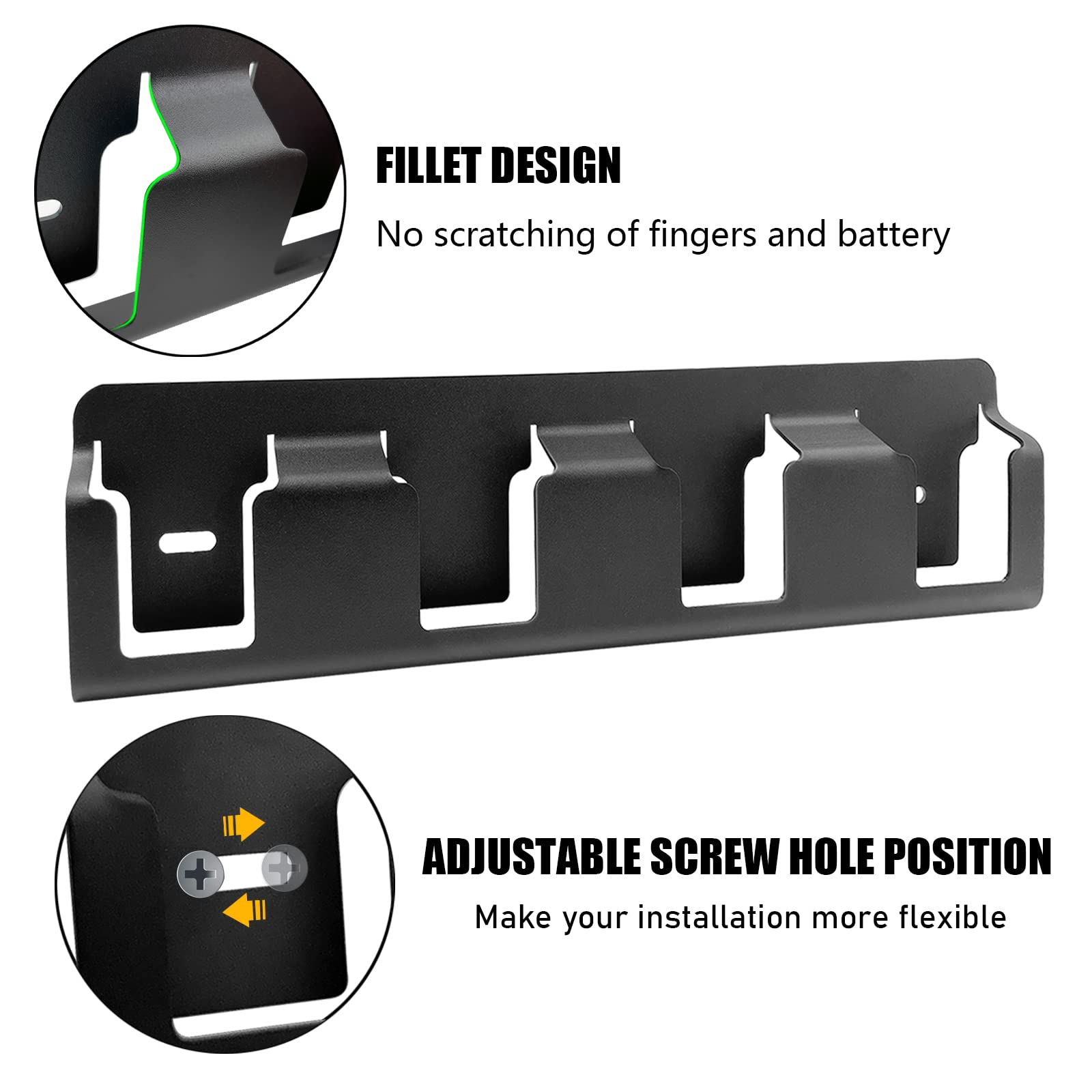 Upgrades 4 Slots Battery Holder Wall Mount fits for Latest Dewalt 18V/20V & Milwaukee 18V Drill,Enlarge Space Universal Fit Heavy-Duty Solid Steel M18 Tool Battery Storage Rack,Keep Tool in Organizer