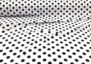 bullet printed liverpool textured fabric 4 way stretch white black polka dot v38