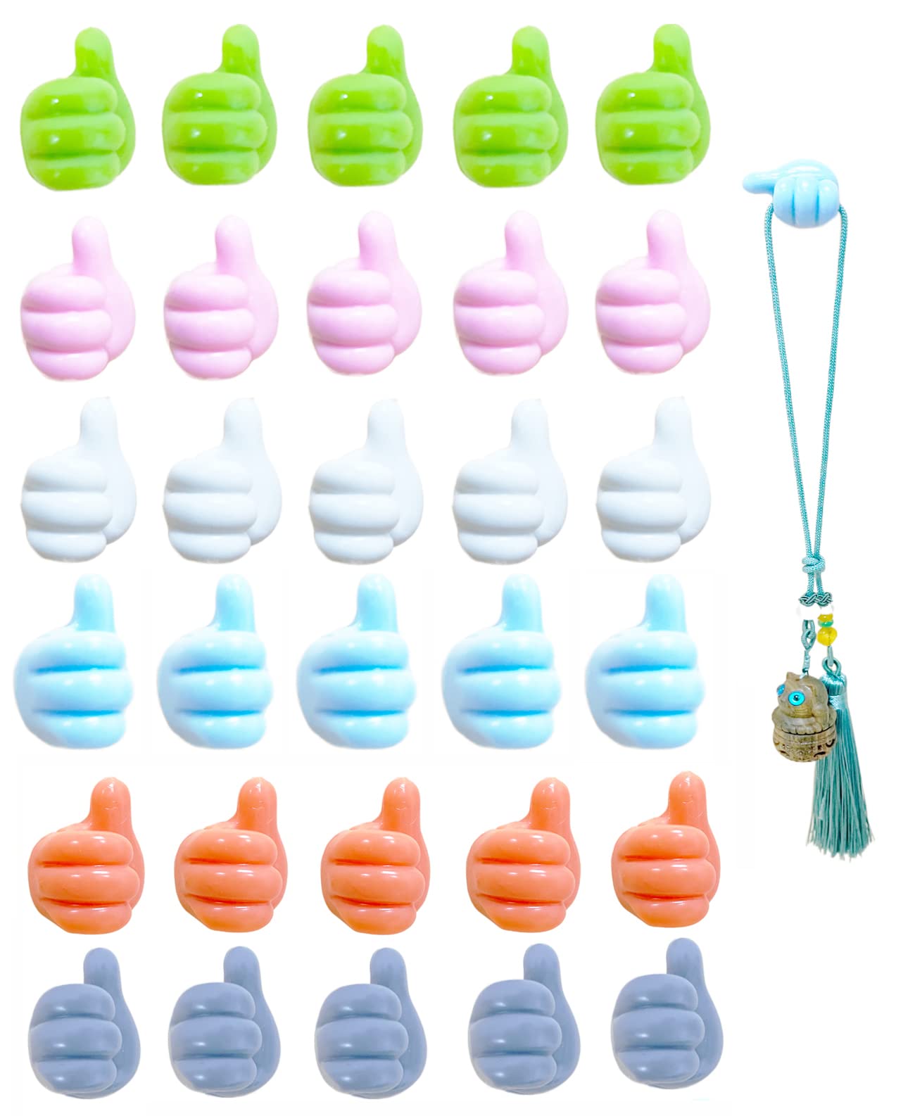 LKBBC 30 Pcs Silicone Thumb Hooks, Multifunction Self-Adhesive Cable Clip, Key Hook Wall Hangers Holder Desktop Cord