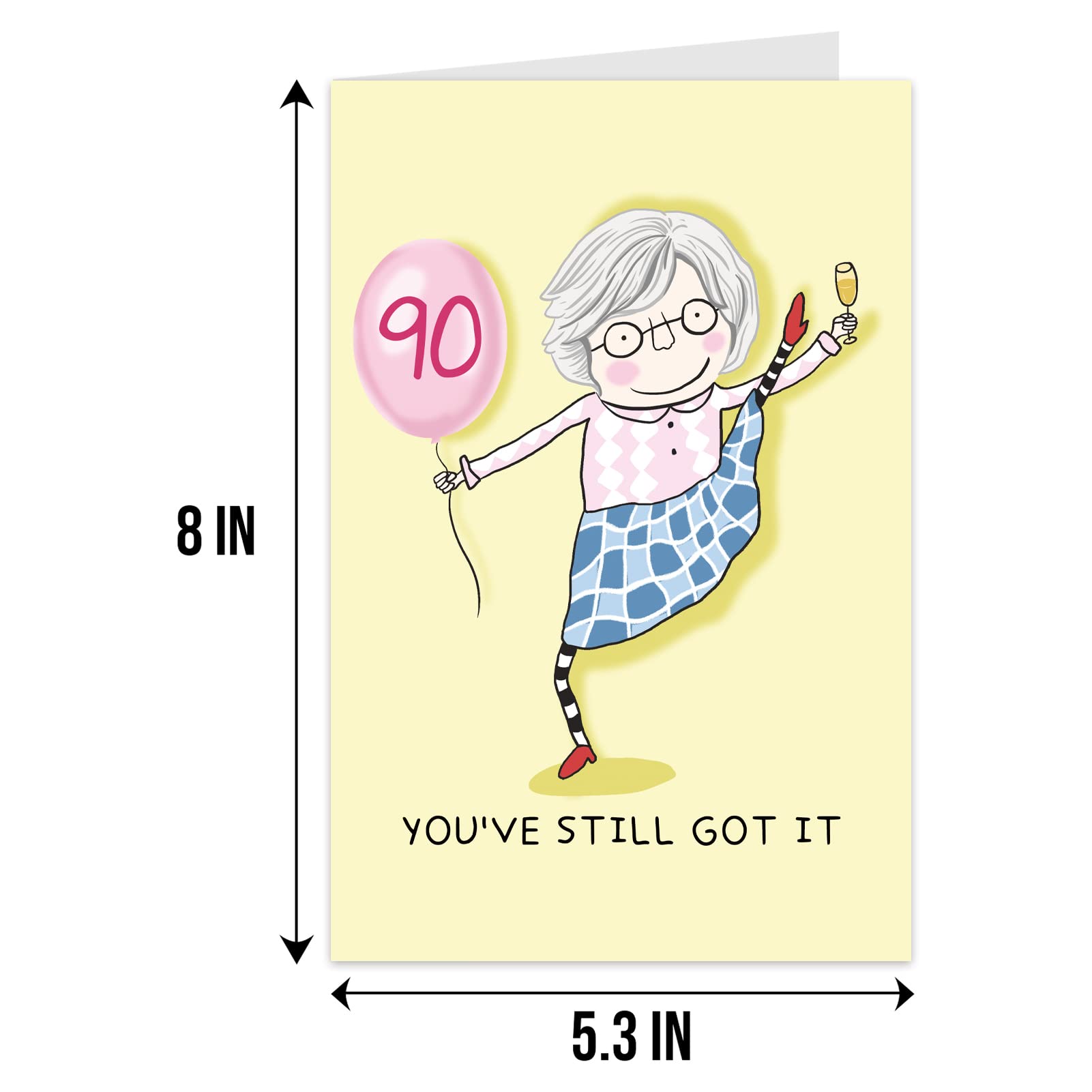 Qiliji Funny 90th Birthday Card for Women, 90 Years Old Birthday Card for Her, Happy Ninetieth Birthday Greeting Card, 90 Still Got It