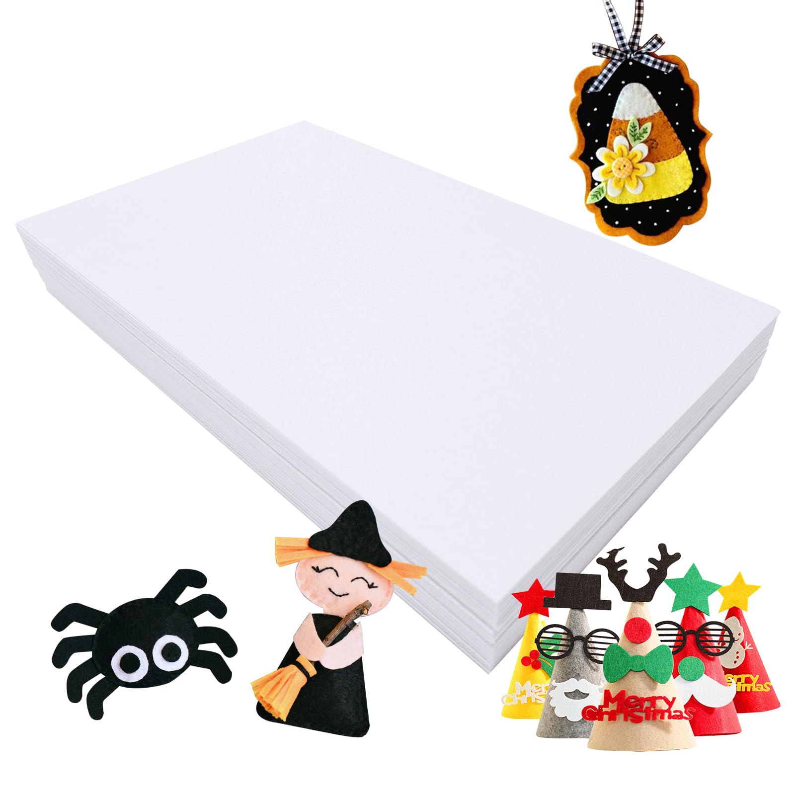 Jtnohx Stiff Felt Sheets, 32 Pcs Felt Fabric, 7"×11.3" Color Felt for Crafts, Craft Felt Square for Sewing Embroidery Handwork and Festivals Party (White)