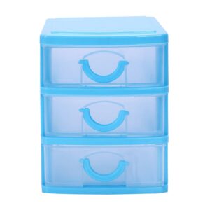 Mautacly Translucent Drawer Type Plastic Storage Box（Blue 3 Layers）