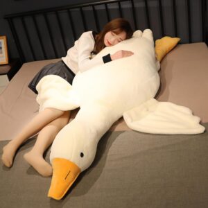 srutirbo giant goose stuffed animal, 51.1 inch soft goose plush pillow, cute duck plush toy swan plushie doll sleeping hugging pillows gift for girls boys